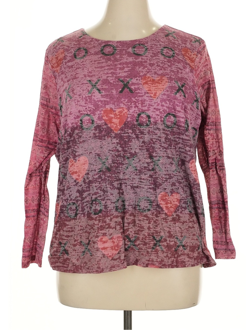 Coldwater Creek Pink Patterned Long-Sleeve Top - Hearts & XOXO